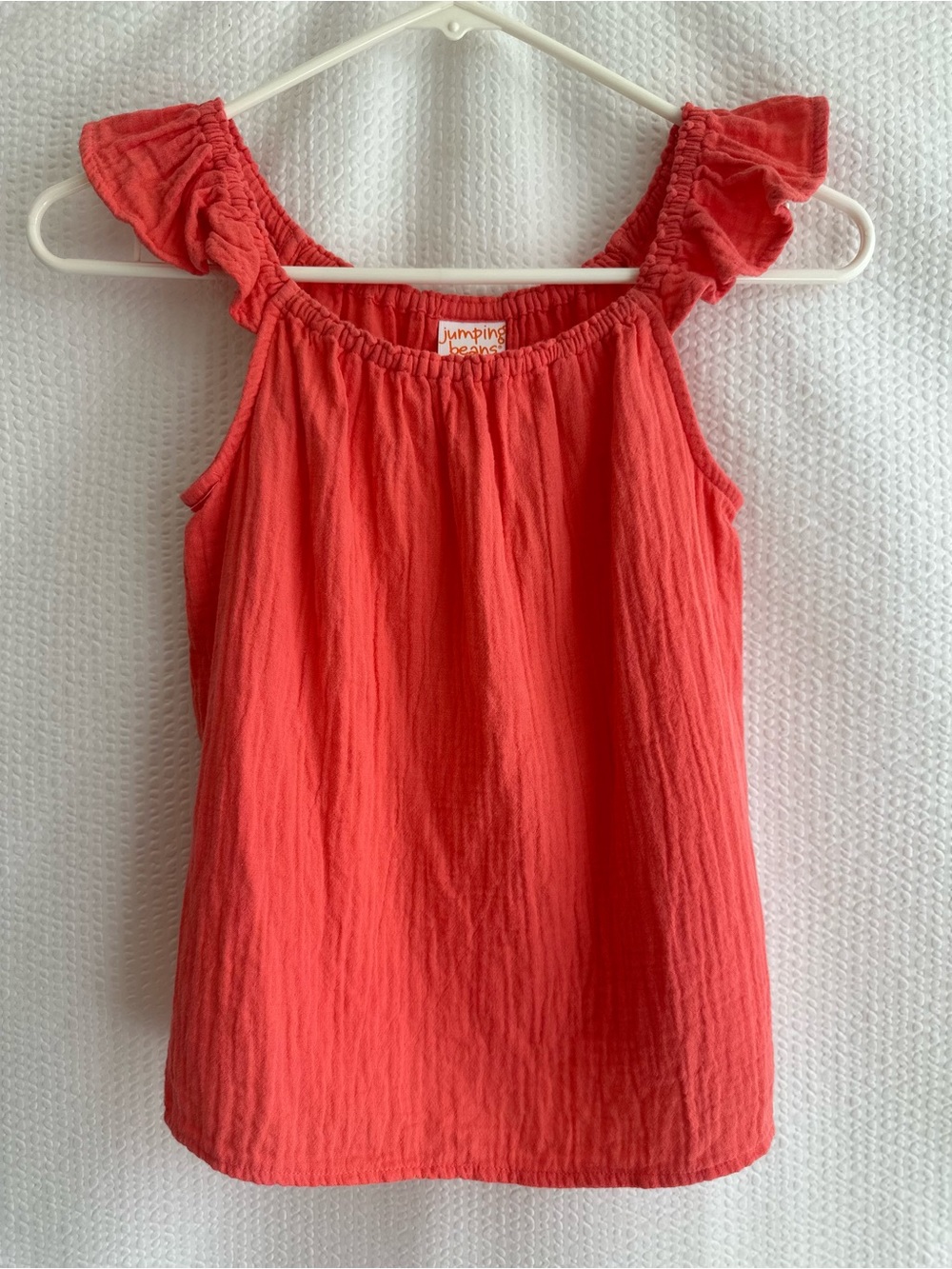 Jumping Beans Girls Coral Red Orange Ruffle Tank Top Size: 8 NWOT